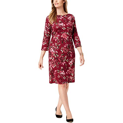 Karen Scott Petite Printed Boat Neck Dress