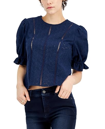 INC International Concepts Puff Sleeve Eyelet Top