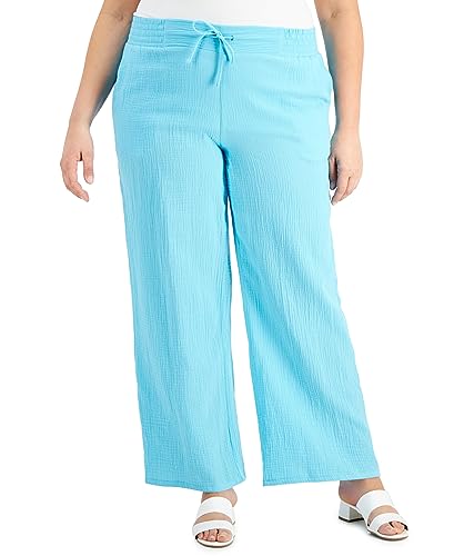 Plus Size Gauze Drawstring Pants
