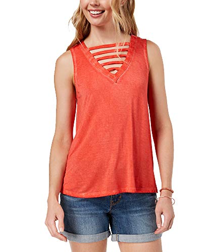Juniors' Lattice-Front Tank Top