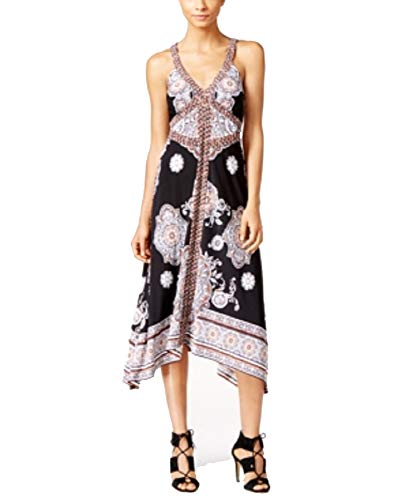 Womens Petite Printed Crisscross-Back Dress