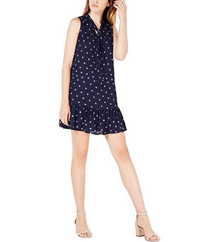 Maison Jules Printed Ruffle Tie Neck Dress