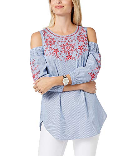 Embroidered Cold-Shoulder Shirt