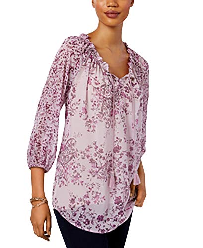 Style & Co Floral Print Ruffle Collar Top