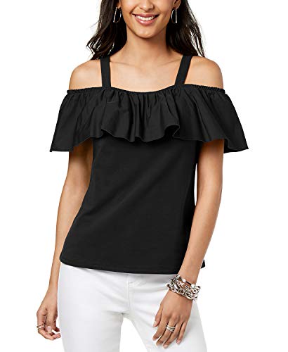 I.N.C. Petite Cold-Shoulder Ruffle Top