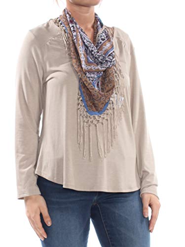 Petite Scarf-Neck Fringed Top