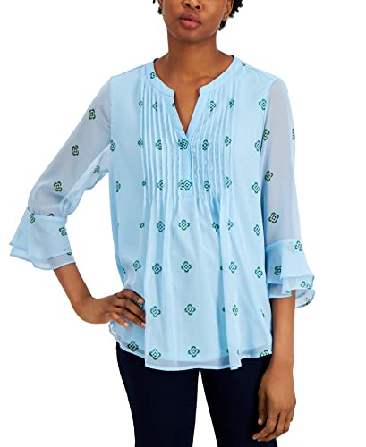 Charter Club Petite Printed Pintuck Top