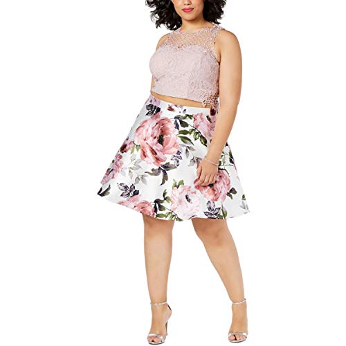 City Studios Juniors Trendy Plus Size Two Piece Lace Dress