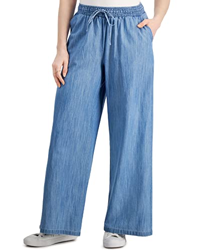 Style & Co Womens Chambray Wide Leg Pants