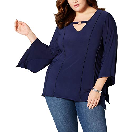 NY Collection Plus Size Hardware Angel Sleeve Blouse