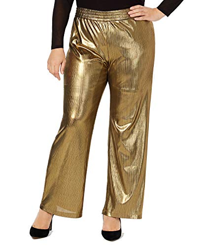 NY Collection Plus Size Metallic Striped Wide Leg Pants
