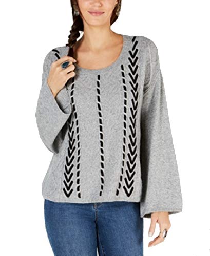 Style & Co Petite Fabric Trim Cable Sweater