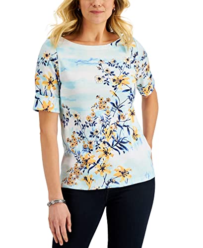Karen Scott Petite Ocean Breeze Elbow Sleeve Top