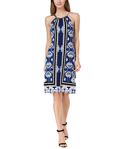 Printed Hardware Neck Halter Dress
