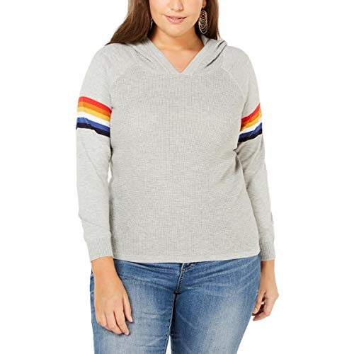 Plus Size Rainbow Trim Hoodie