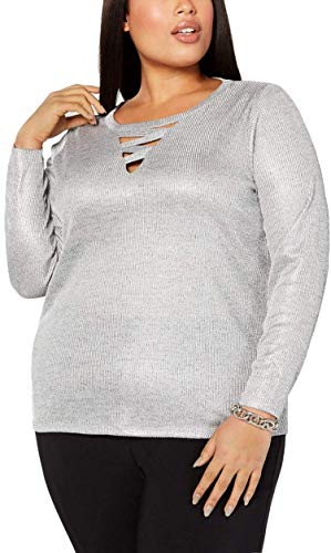 Plus Size Shiny Crisscross Cutout Top