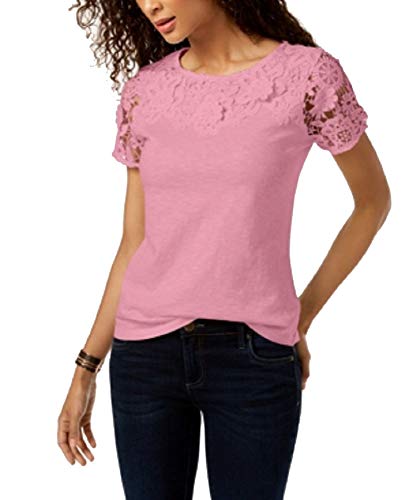 Charter Club Cotton Lace Embellished T-Shirt