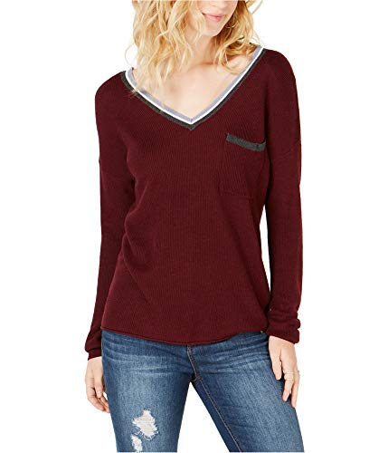 Juniors' Stripe-Trimmed V-Neck Sweater