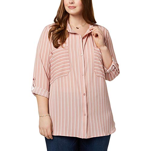 NY Collection Plus Size Oversized Pocket Utility Shirt