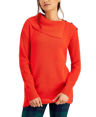 Style & Co Petite Ribbed Button Detail Tunic Sweater