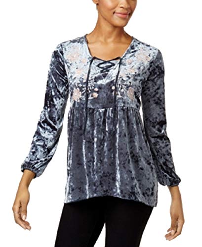 Style & Co Crushed Velvet Peasant Top
