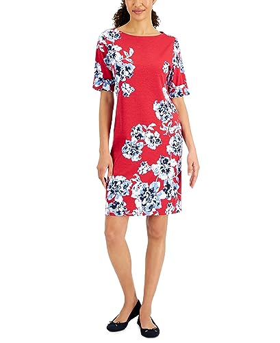 Karen Scott Womens Holiday Floral Printed Dress