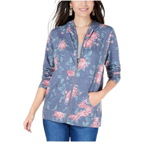 Floral-Print Zip-Up Hoodie Top