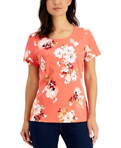 Karen Scott Floral Print Scoop Neck Top