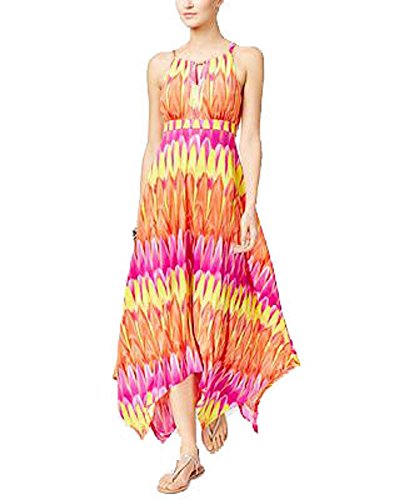 INC International Concepts Petite Printed Embellished Handkerchief Hem Maxi Dress
