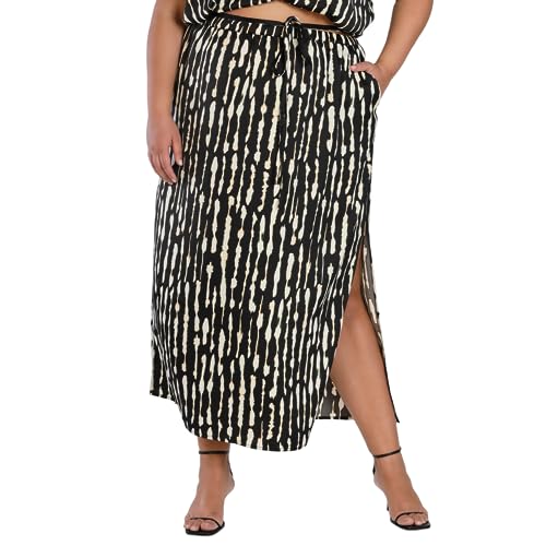 Nicole Williams English Plus Size Printed Satin Skirt