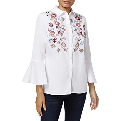 Charter Club Cotton Embroidered Bell Sleeve Shirt