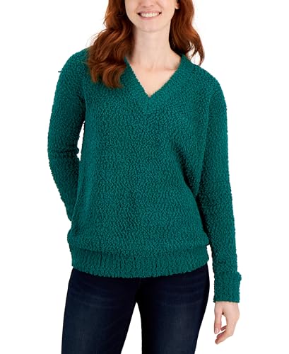 Style & Co Womens Teddy Boucle V Neck Sweater