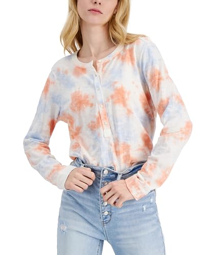 Style & Co Cotton Tie Dyed Print Long Sleeve Top