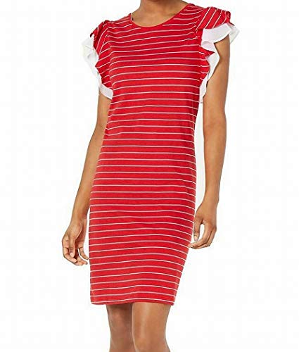 Striped Ruffle-Sleeve Dress