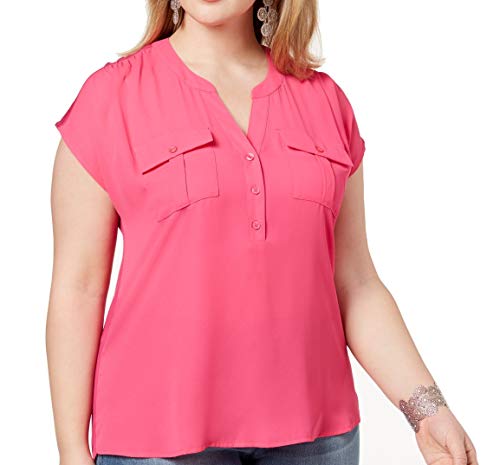 INC Plus Size Mixed-Media Utility Shirt