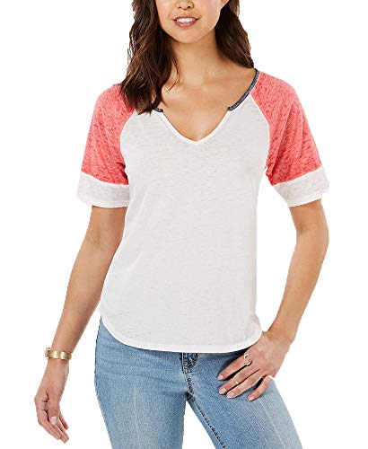 Juniors' Colorblocked Burnout Football T-Shirt