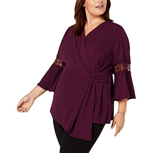 NY Collection Plus Size Faux Wrap V Neck Top