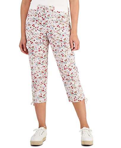 Style & Co Womens Printed Tie Hem Cropped Pants