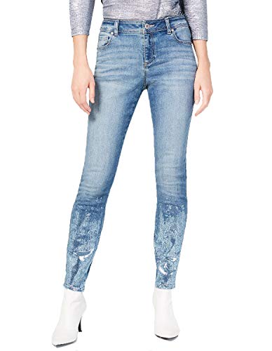 Curvy Denim Skinny Jeans With Foil Hem