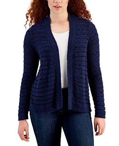 Charter Club Womens Striped Weave Cardigan