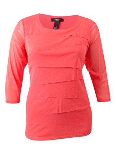 Alfani Petite Tiered Mesh Illusion Sleeve Top