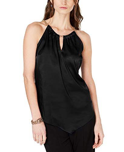 I.N.C. Petite Chain-Detail Hanky-Hem Halter Top