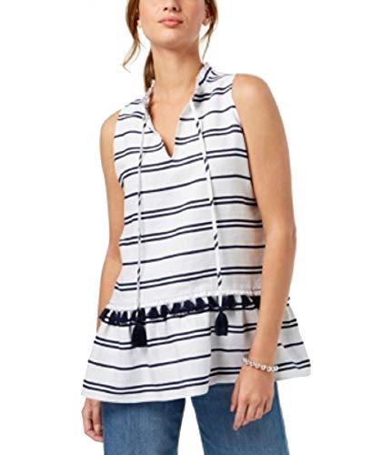 Charter Club Linen Striped Peplum Top