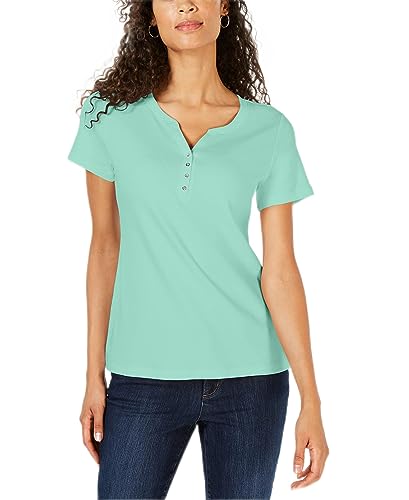 Karen Scott Petite Cotton Henley Top