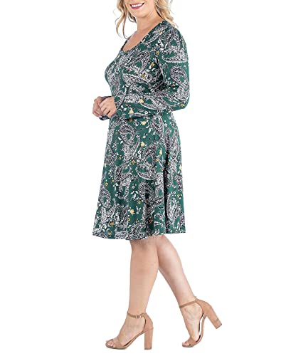 Plus Size Long Sleeve Knee Length Dress