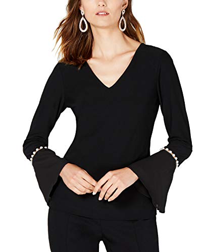 V Neck Pearl Sleeve Top