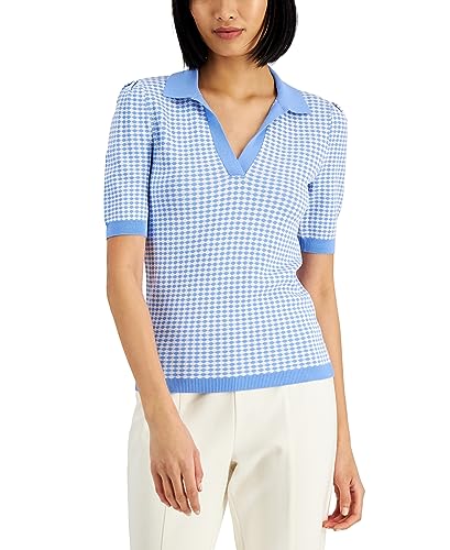Alfani Geometric Print Polo Sweater Top