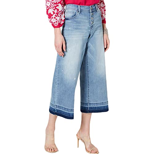 Petite Cropped Wide Leg Released Hem Jeans