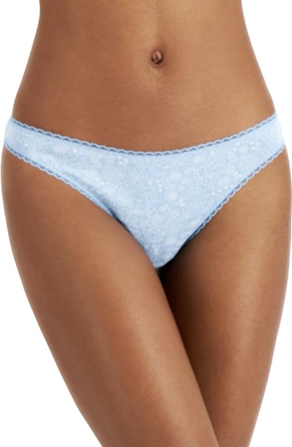 Charter Club Everyday Cotton Womens Lace Trim Thong