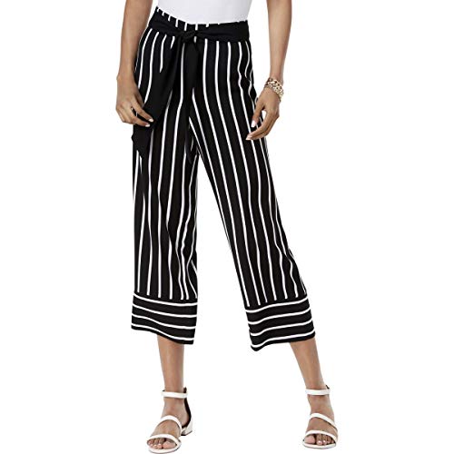 Petite Striped Cropped Wide Leg Pants
